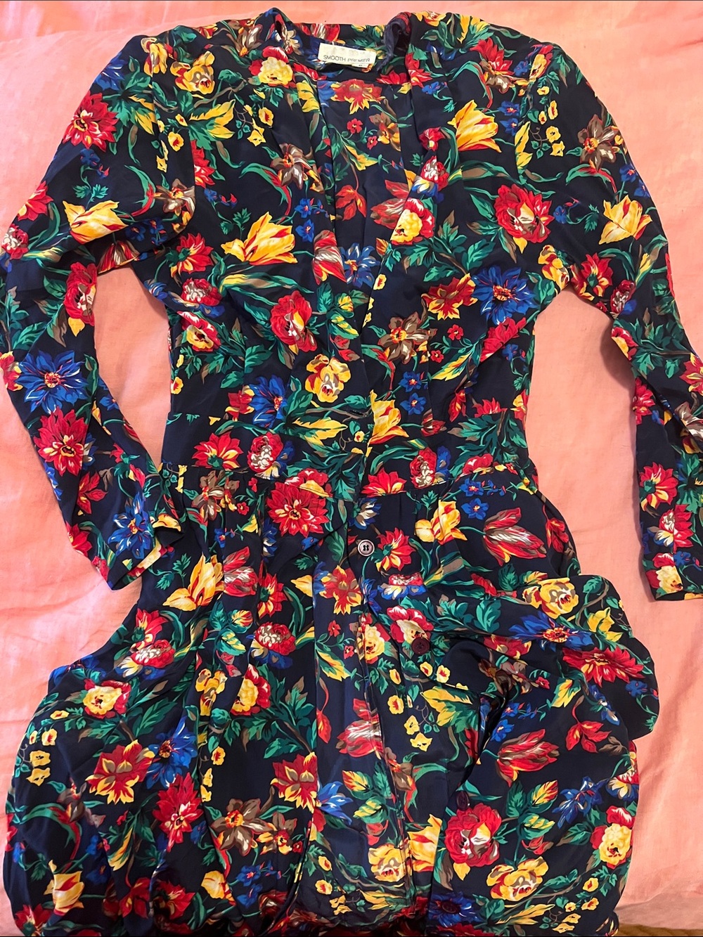 Vintage silk button down floral dress
